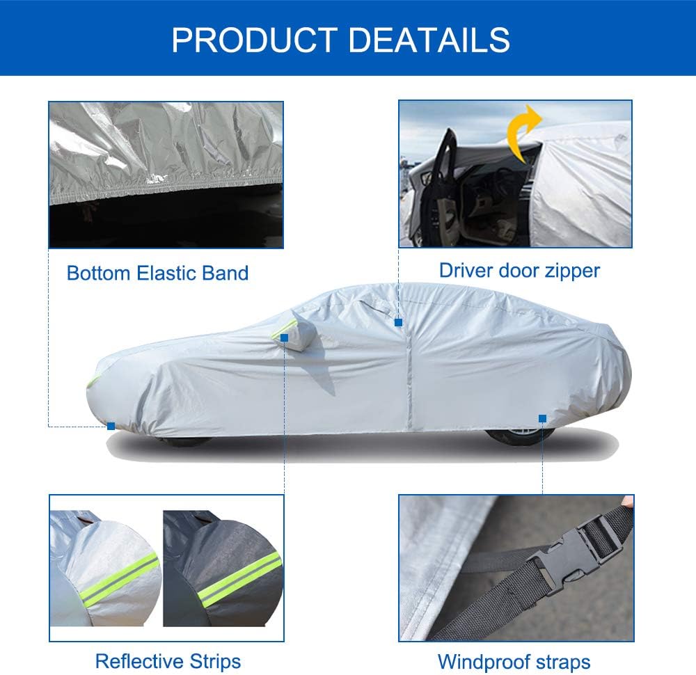 KouKou Oxford SUV Car Cover Custom Fit Toyota Highlander from 2007 to 2025, Waterproof All Weather with Zipper Door, Sun Rain Dust Snow Protection. (Ships from US Warehouse, Arrive Within 3-7 Days)