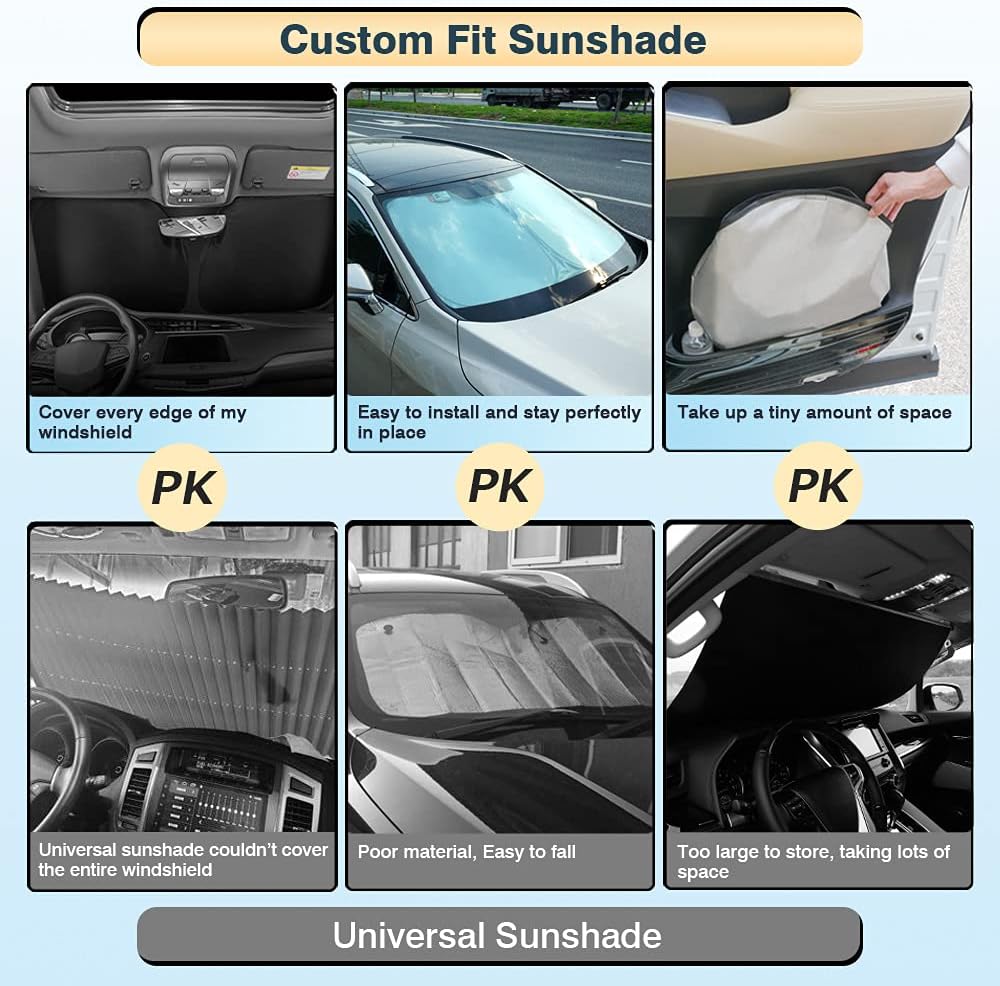 Cartist Windshield Sun Shade Fit for Dodge RAM 1500 2019-2024 CrewCab, MegaCab, 2Dr RegularCab, 4Dr QuadCab Foldable Car Front Window Sunshade Accessories Sun Visor