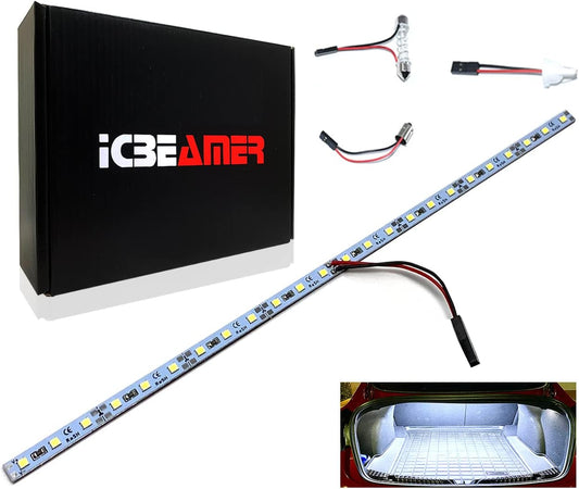 ICBEAMER Super White 12" inch 24-SMD-2835 Chips LED Strip Light Universal Fit for Car Trunk Cargo Area or Interior Illumination