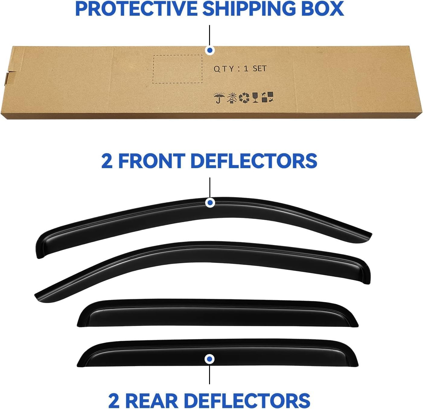 Window Visors Rain Guards for 2005-2015 Toyota Tacoma Double Cab, Out-Channel Window Vent Wind Deflectors Visors Shades for 05-15 Tacoma