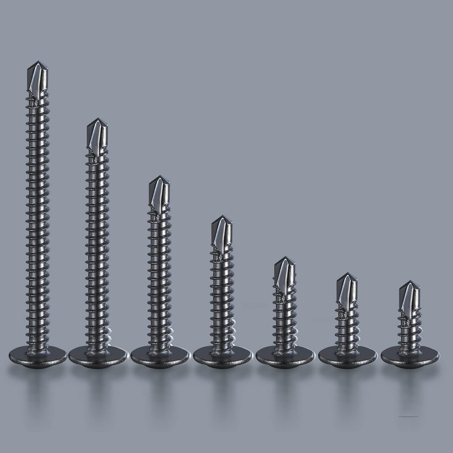 (150Pcs)#8×1-1/2” for Sheet Metal Self-Tapping Screws 410 Black Stainless Steel Truss Head High-Strength Quick Tapping