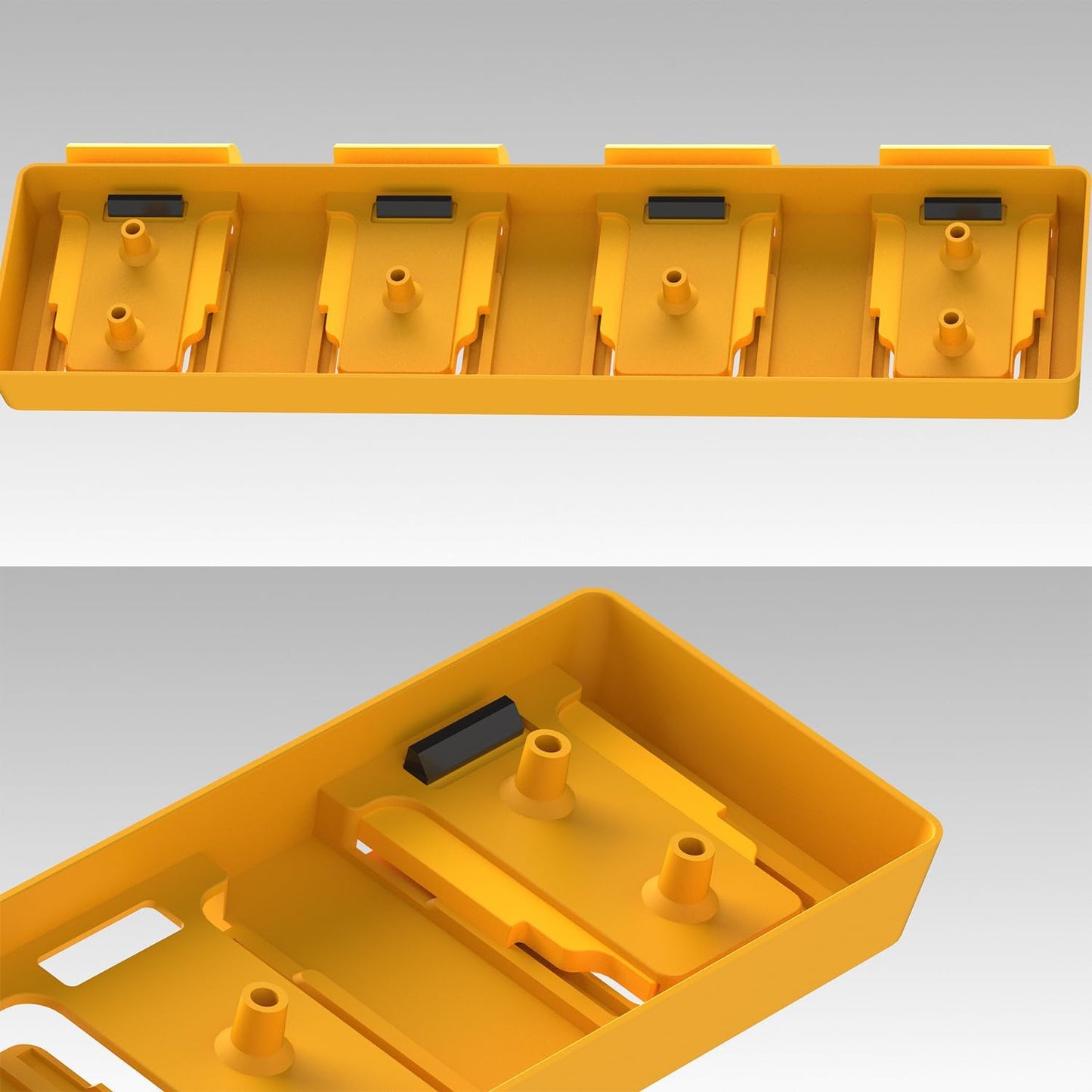 Battery Rack Compatible with DeWalt 20V Battery Holder, Mount 4 Slot Bulk Battery Garage Tool, Tools for Dewallt 20v, Wall Display Hook Holder (Yellow-2pc)