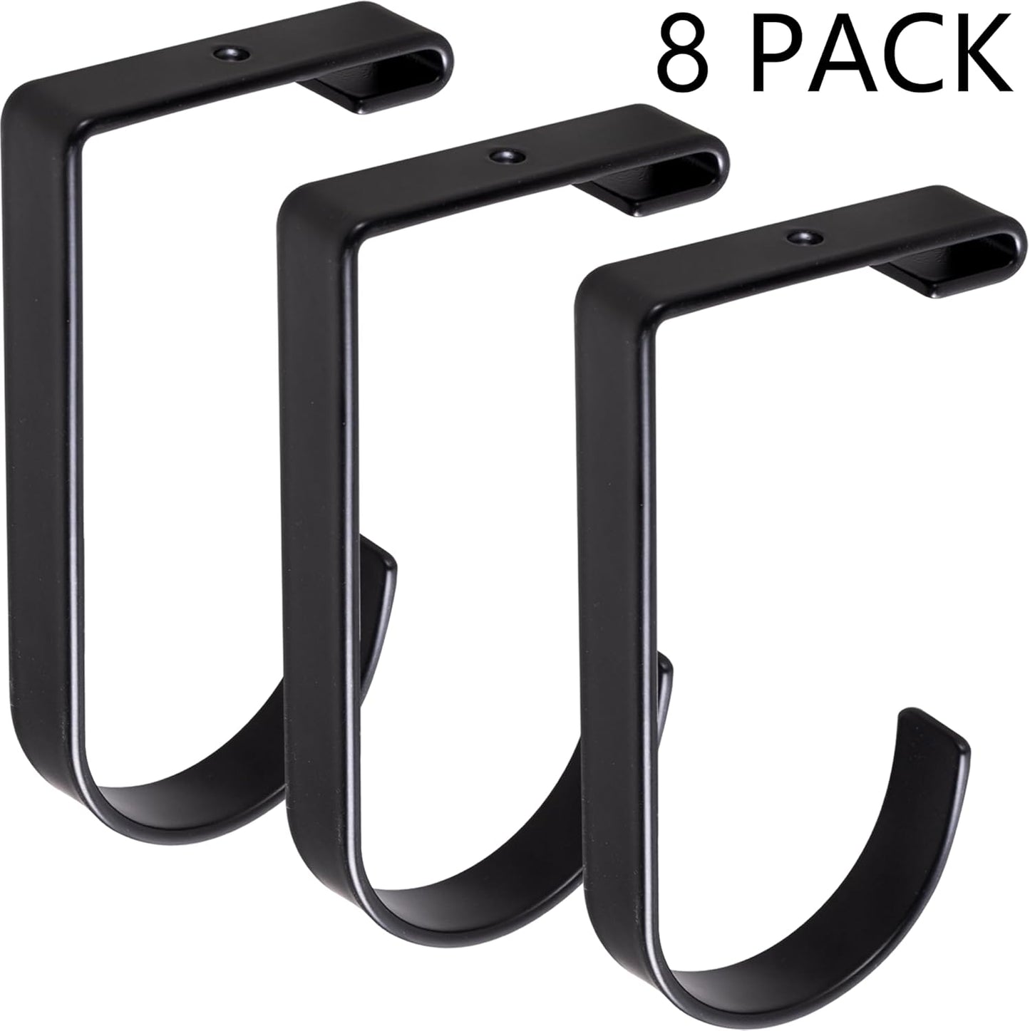 8-Pack Heavy Duty Add-On Flat Hook Accessory for Garage Ceiling Storage Rack and Wall Shelving, Alloy Steel, Black - Suitable for FLEXINOUMTS Racks and Shelves