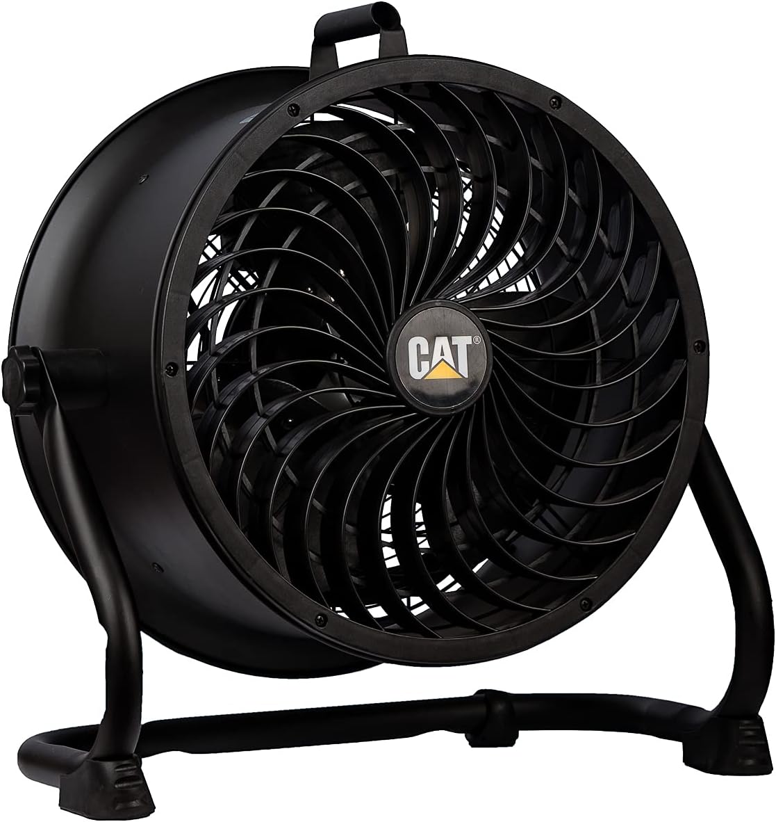 CATERPILLAR 14 inch Heavy Duty Industrial High Velocity Drum Air Circulator Utility Shop Floor Fan, 360 degree Pivoting Metal Drum Head, 2300 CFM, Dual Ball Bearing 4-speed Motor, BLACK