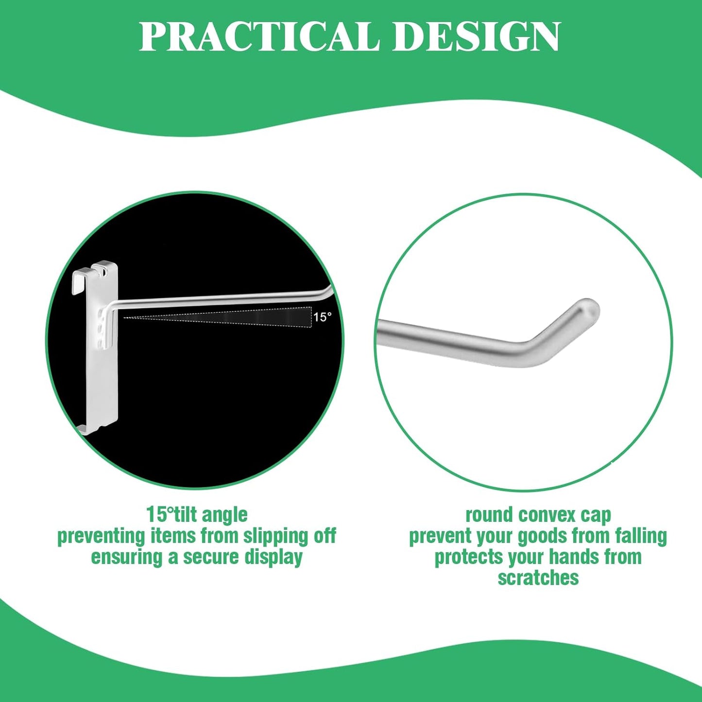 40Pcs 4" Gridwall Display Hooks Assortment Set, White Metal Grid Wall Panel Hanging Display Hook for Garage Shop Retail Storage, Wire Diameter 5mm// 0.2”