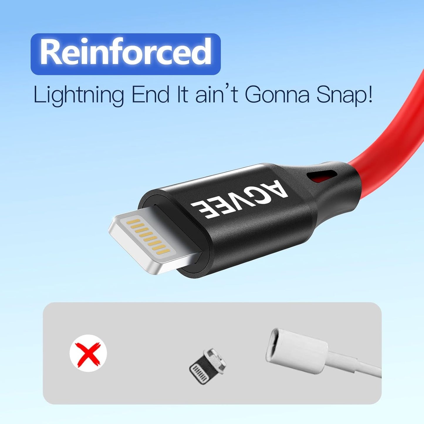 AGVEE 2 Pack 5ft Coiled Short USB to Lightning Charging Cable [MFI Certified] 3A Fast Charger Cord in Car for iPhone 14/13/12/11/XS/8/7/6/5 CarPlay, iPad, iPod, Red