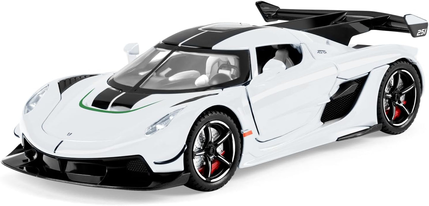 Toy Cars Model Jesko 1/22 Diecast Metal Sports Toy Cars for Boys, Alloy Collectible Model Car with Sound and Lights, Race Model Car for Kids