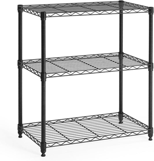 CAPHAUS 3/4/5-Tier Adjustable Height Wire Shelving Unit, Metal Steel Storage Shelve, Rack Shelving, Garage Shelving Storage Organizer, Utility Storage Shelf, 3-Tier Without Wheels, Black