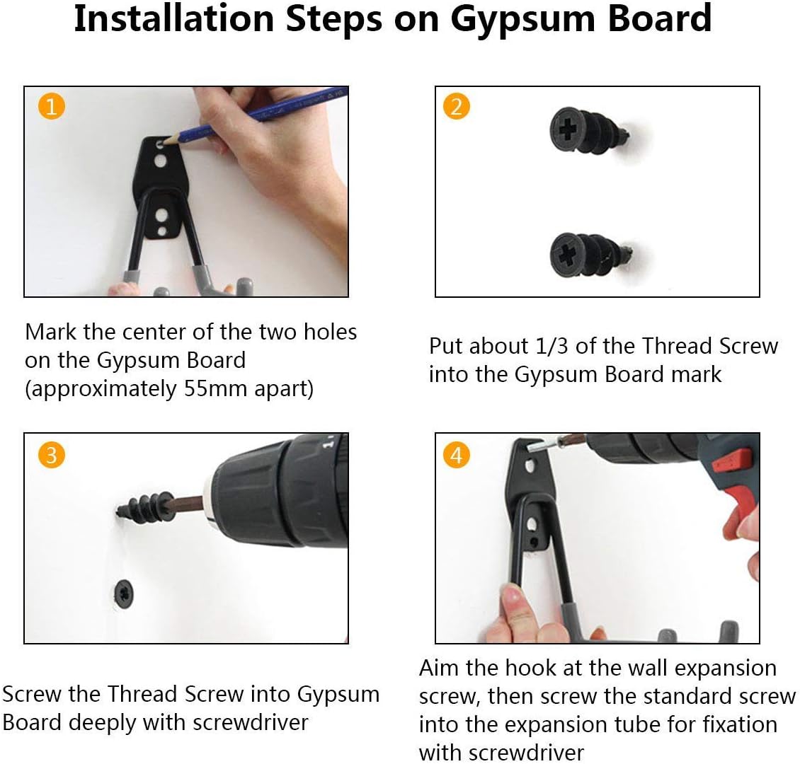 2 Pack Garage Storage Utility Hooks，Garage Garden Tool Organizer，Steel Wall Mount Hooks, Garden Small U Hooks (Black) (Orange)