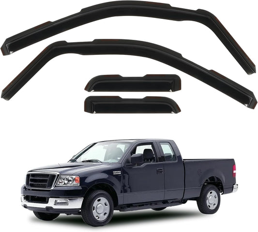 4PCS in Channel Rain Guards for 2004-2014 Ford F150 Extended Super Cab, Durable Side Window Deflectors,Vent Window Visors Shade Shield, 2005 2006 2007 2008 2009 2010 2011 2012 2013