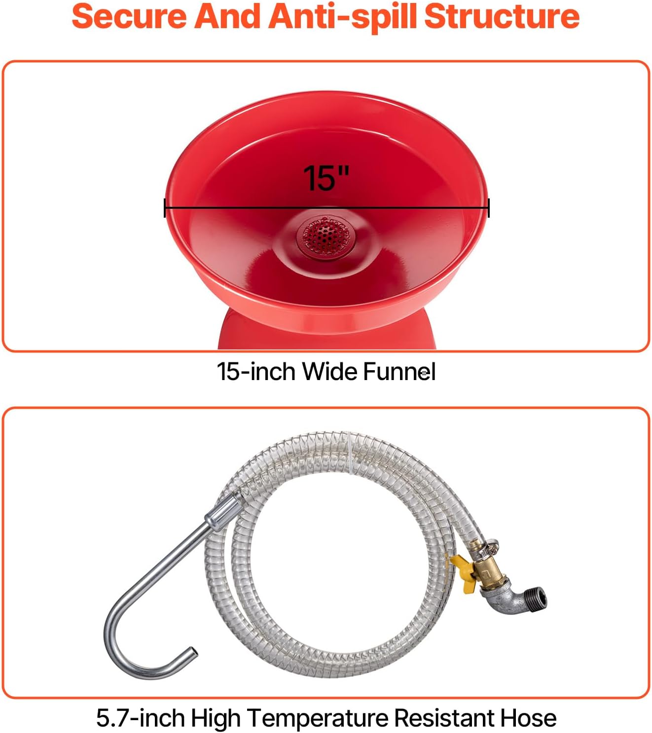 VEVOR 20-Gallon Waste Oil Drain Tank, Air Operated Portable Oil Drainer with Adjustable Funnel Height, Fluid Fuel Transfer Drainage with Wheels, Oil Change Container for Auto Repair Shops, Garages