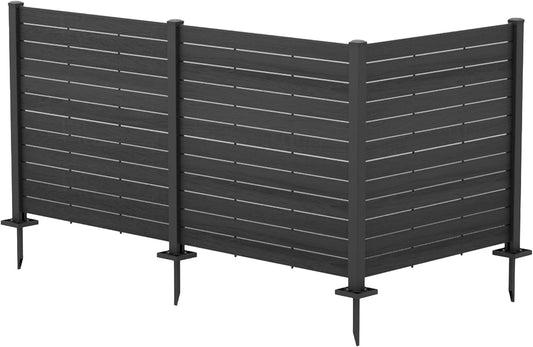 Kozyard 50" W x 48" H Outdoor Privacy Screens Aluminum Post, Air Conditioner Fence Panels, Pool Equipment Enclosure, Trash Can Screens Fence Kit for Outside Backyard Patio (Black/ 3 Panels)