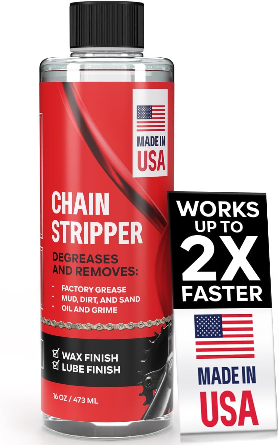 Professional Bike Chain Stripper + Degreaser - 16oz Chain Cleaner & Wax Prep, Works in Minutes, Made in USA, Easy Drip-On Application On Bike, Soak for Deep Clean, Strip + Prep for Bike & Motorcycle