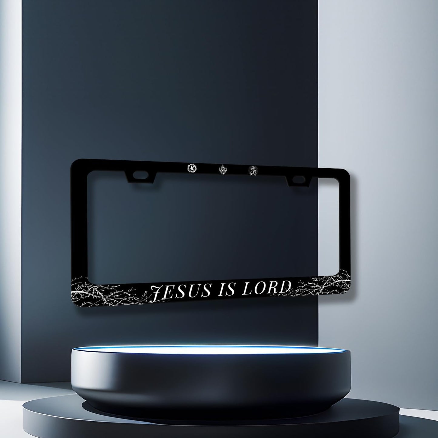 Jesus is Lord License Plate Frame Christian License Plate Holder Stainless Steel Funny Design with 2 Holes and Screws 12.3" x 6.3"