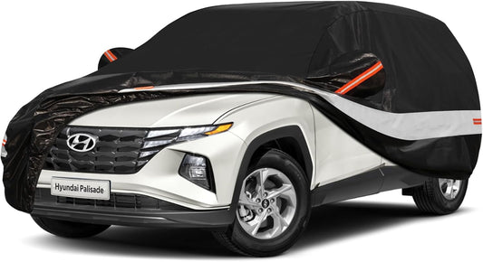 10 Layers SUV Car Cover Custom Fit for Hyundai Palisade (2019-2024) Waterproof All Weather for Automobiles, Outdoor Full Cover Sun UV Rain Protection with Cotton.Black