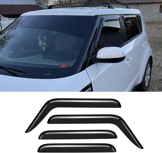 94367 Sunproof Waterproof Side Window Wind Deflector, 4pcs Protective Replacements Rain Guards Set, Window Visor fit for 2014-2019 Kia Soul