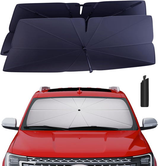 Windshield Sun Shade Umbrella for 2018-2025 Ford Expedition Accessories: Custom Fit 240T Silver, Double Thickened, Foldable Sunshade Window Sun Visor, Ultimate 99% UV Blocking for XLT, Limited, MAX