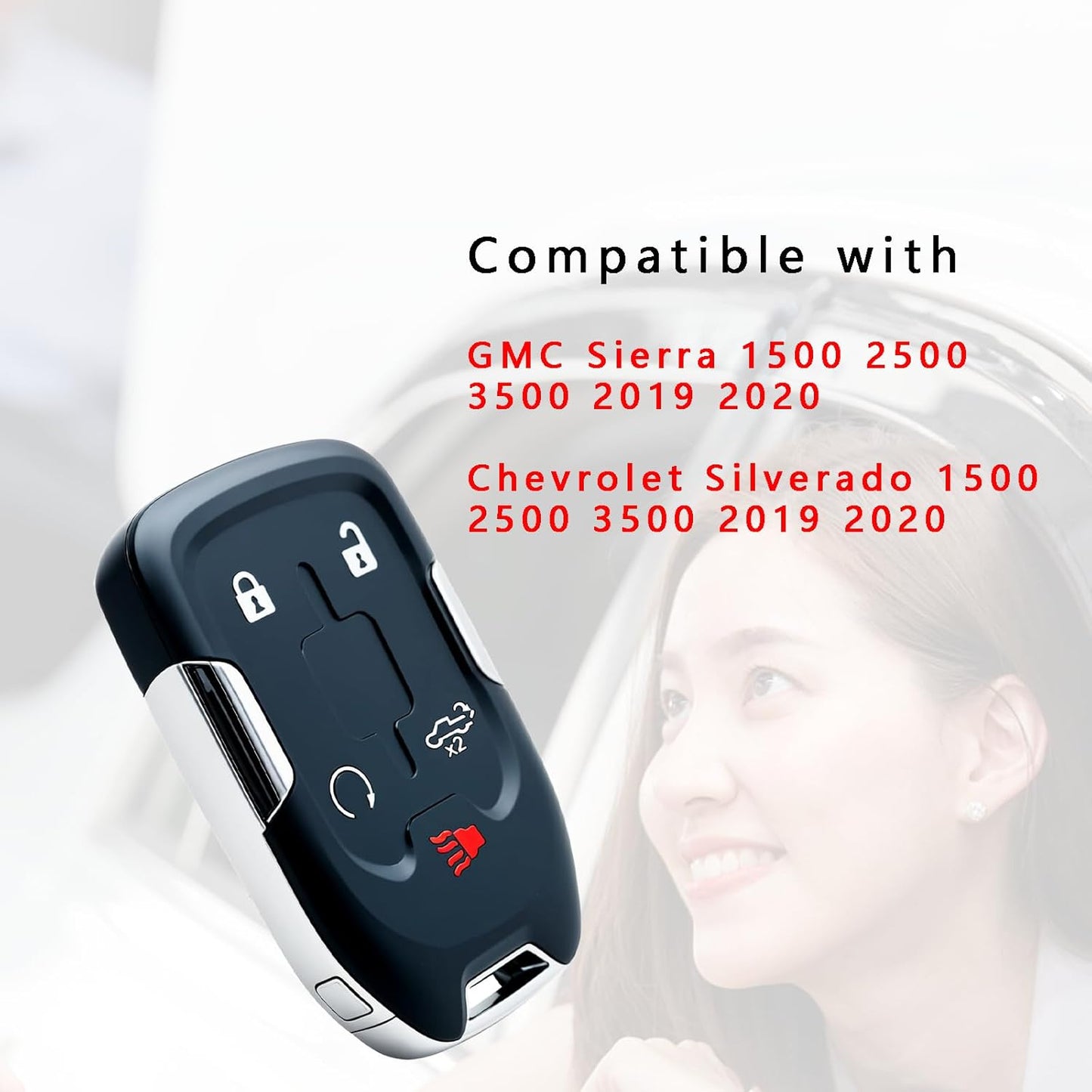 Keyless Entry Remote Control Key Fob Replacement Proximity Smart for 2019 2020 Chevy Silverado Truck 1500 2500 3500 GMC Sierra 2019 2020 (FCC:HYQ1EA) 1 pcs