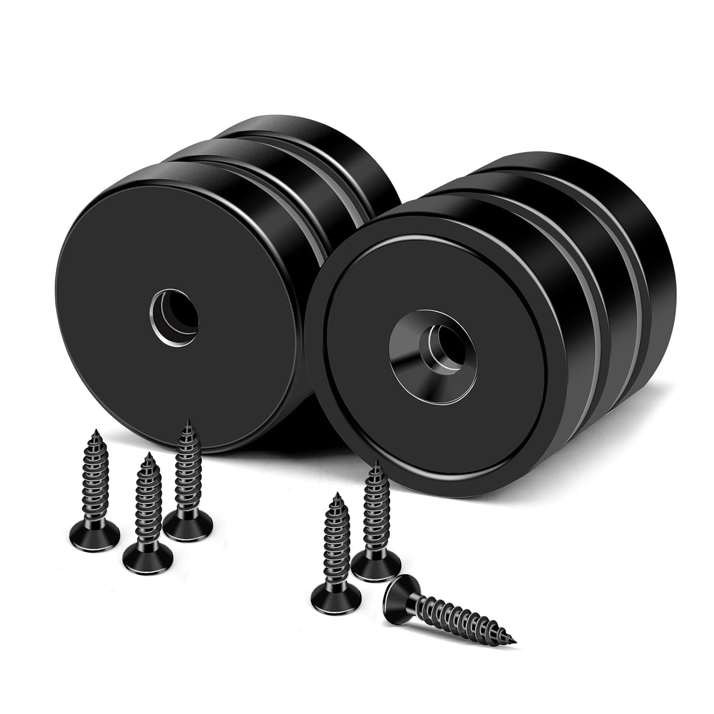 MIKEDE Neodymium Magnets, 30lbs Earth Magnets Heavy Duty, Small Round Rare Earth Base Magnet with Holes in The Center, Cup with Screws Disc Magnet for Wall Mounting - 6 Pack