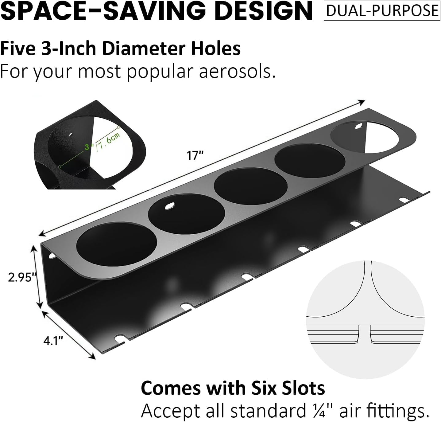 Spray Can Holder Rack Organizer,Pneumatic Tool Aerosol Rack Combo Paint Bottle Storage 5 Can Spray Bottle Holder Heavy-Duty Steel Wall Mounted for Garage and Workspace