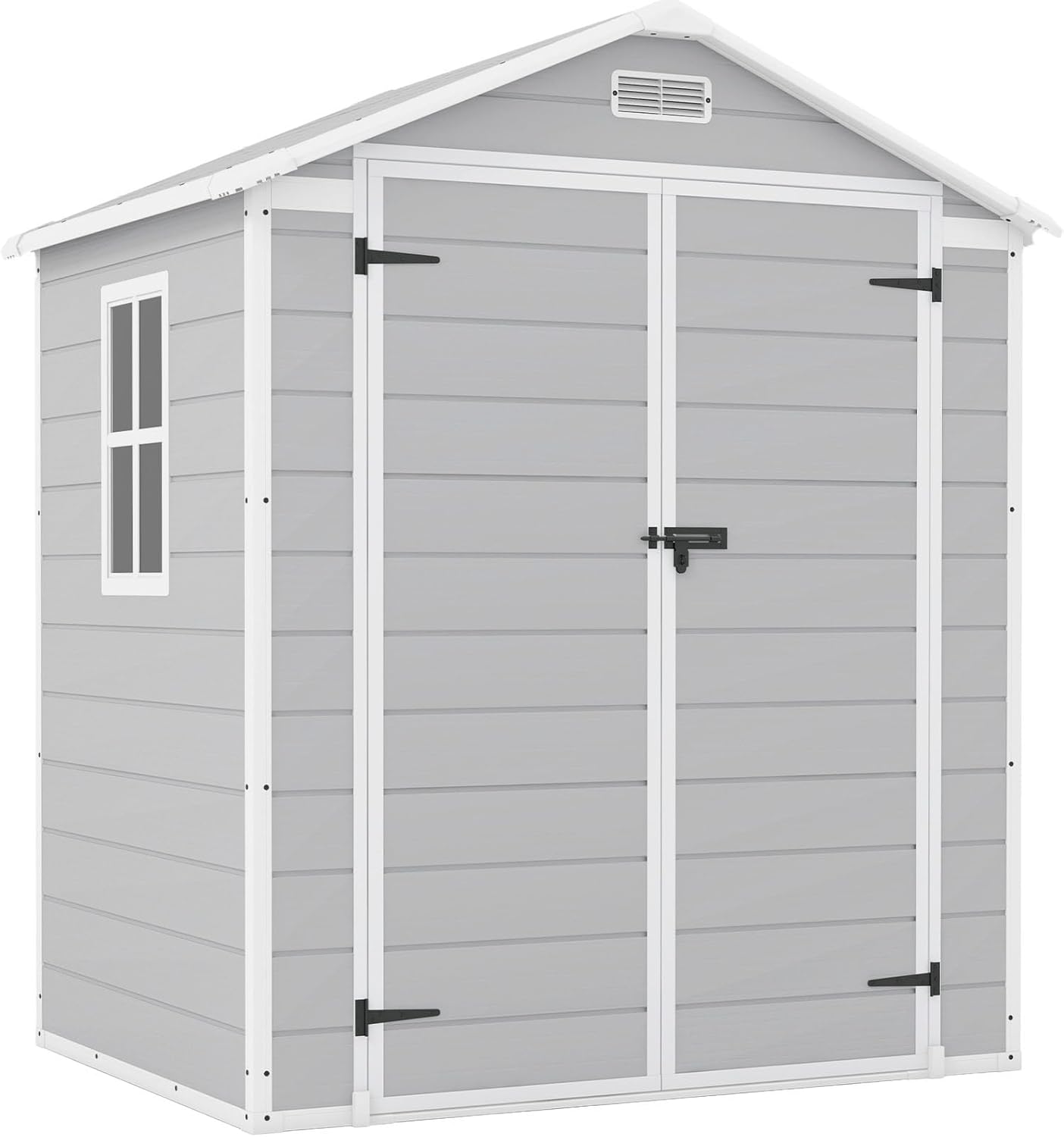 Patiowell 6x4 FT Plastic Outdoor Storage Shed, Resin Shed Perfect to Store Patio Furniture, GardenTools Bike Accessories, Beach Chairs and Lawn Mower,Light Grey