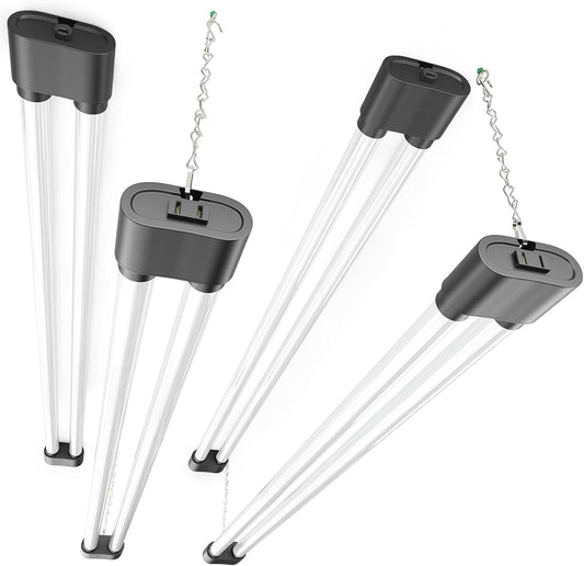 Ensenior 4 Pack Linkable LED Utility Shop Light, 4 FT, 4400 High Lumens, 36W Equivalent 280W, 5000K Daylight, 48 Inch Shop Light for Garage, Surface or Hanging Mount, Black, ETL Certified