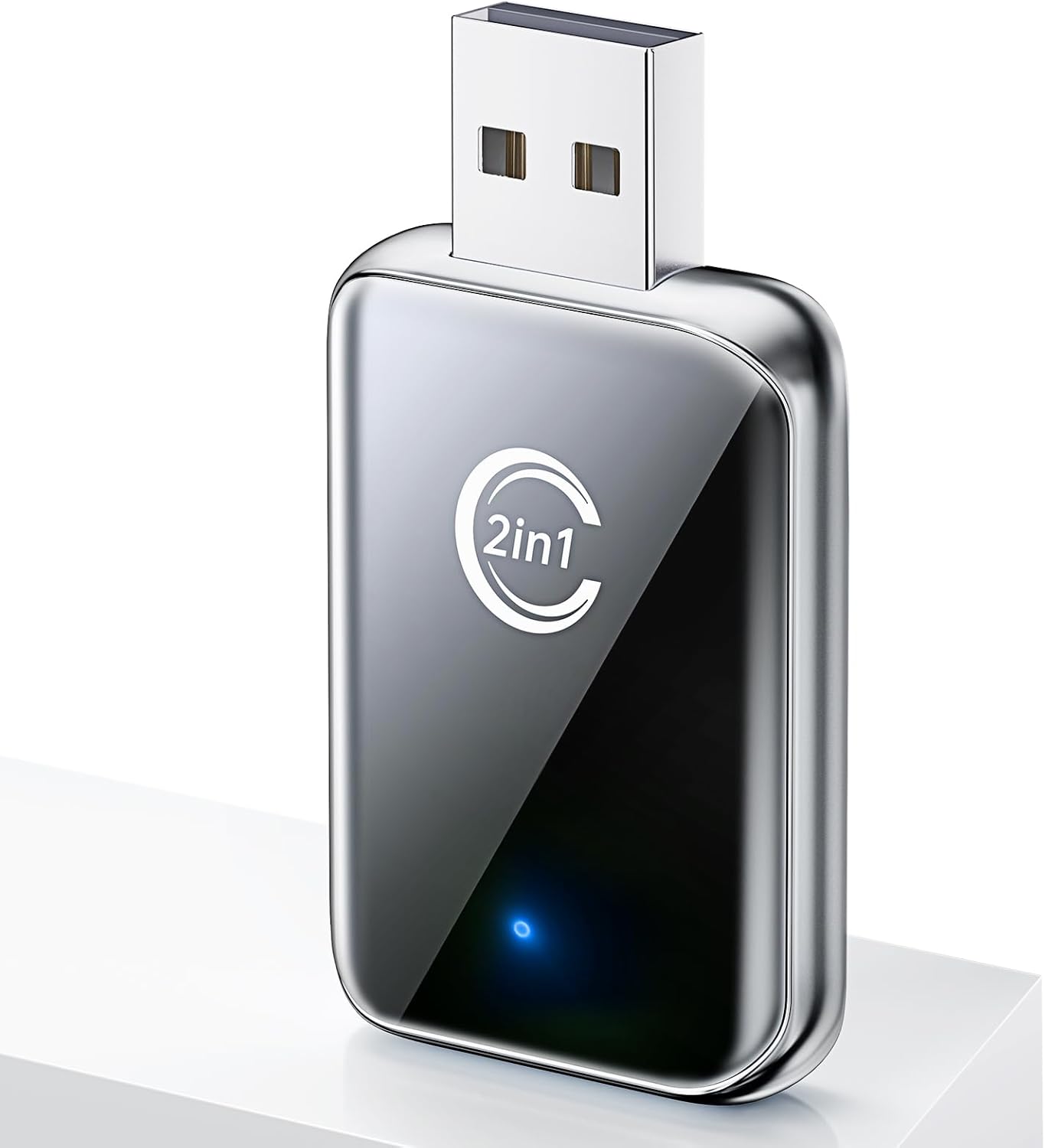 Wireless CarPlay Adapter for iPhone, Convert Wired CarPlay to Wireless, 2 in 1 Plug and Play Android Auto and Carplay for Cars with Built-in CarPlay, Support iOS 10 Android 11 and Above (Silver)