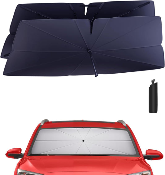 Windshield Sun Shade Umbrella for 2018-2023 Hyundai Kona Accessories: Custom Fit 240T Silver, Double Thickened, Foldable Sunshade Window Sun Visor, Ultimate 99% UV Blocking for SE, SEL, Limited