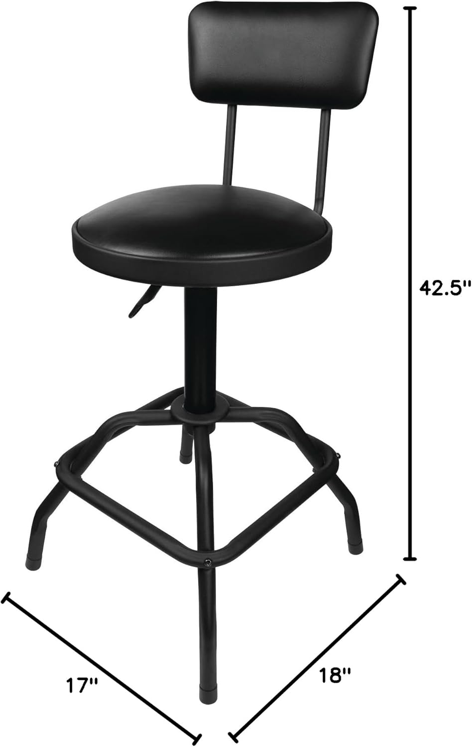 Performance Tool W85016 Pneumatic Stool w/Removable Backrest