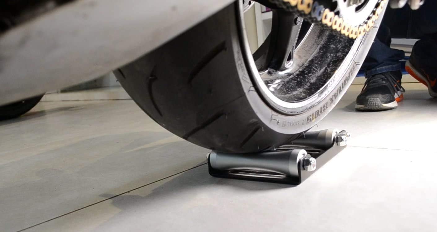 GRAND PITSTOP Motorcycle & Powersports Maintainence Stand Wheel Cleaning Wheel Roller Stand for tire Cleaning & Chain Lubrication - Groller Large (Bikes < 600 lb & Tire Width <240 mm)