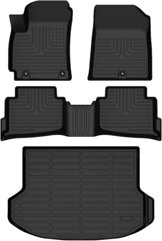 Wayhigh-All Weather Floor Mats and Cargo Liner Set Fit for Kia Seltos 2024 2025 S | LX丨EX丨SX丨X-Line, TPE Car Mats Set (Floor Mats+Rear Trunk Mat) for 2025 Seltos Accessories