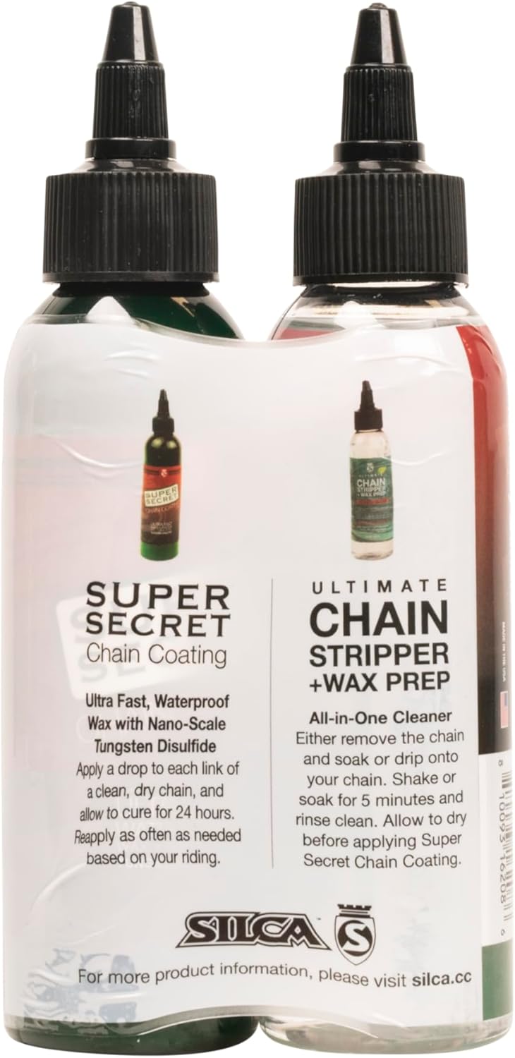 SILCA Professional Grade Bike Chain Cleaner and Liquid Wax - 2 Pack Starter Bundle with Silca PRO Chain Stripper & Super Seret Chain Wax, Concentrate, 4oz Bottles with Applicator Tip