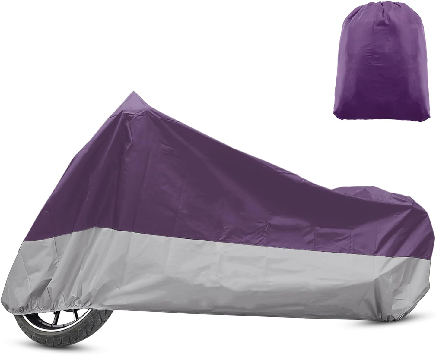 X AUTOHAUX Motorcycle Cover for Harley Davidson for Honda for Suzuki All Season Waterproof Outdoor Protection Motorbike Cover Fits Up to 116.14'' Motorcycles Cover XXXL Purple Silver Tone