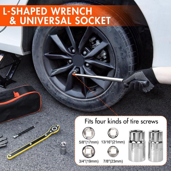Car Jack Kit Scissor Jack for Car 2 Ton (4409 lbs) Tire Jack Tool Kit Universal Car Emergency Kit with Lug Wrench Tire Changing Kit for Car SUV (2T)