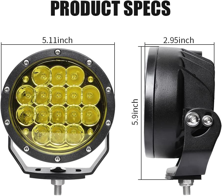 EXZEIT 5 Inch Amber LED Driving Lights - Round, 160W 11200 Lumens Waterproof Fog Lights for Jeep Wrangler, Trucks, Toyota Pickup, GMC SUV