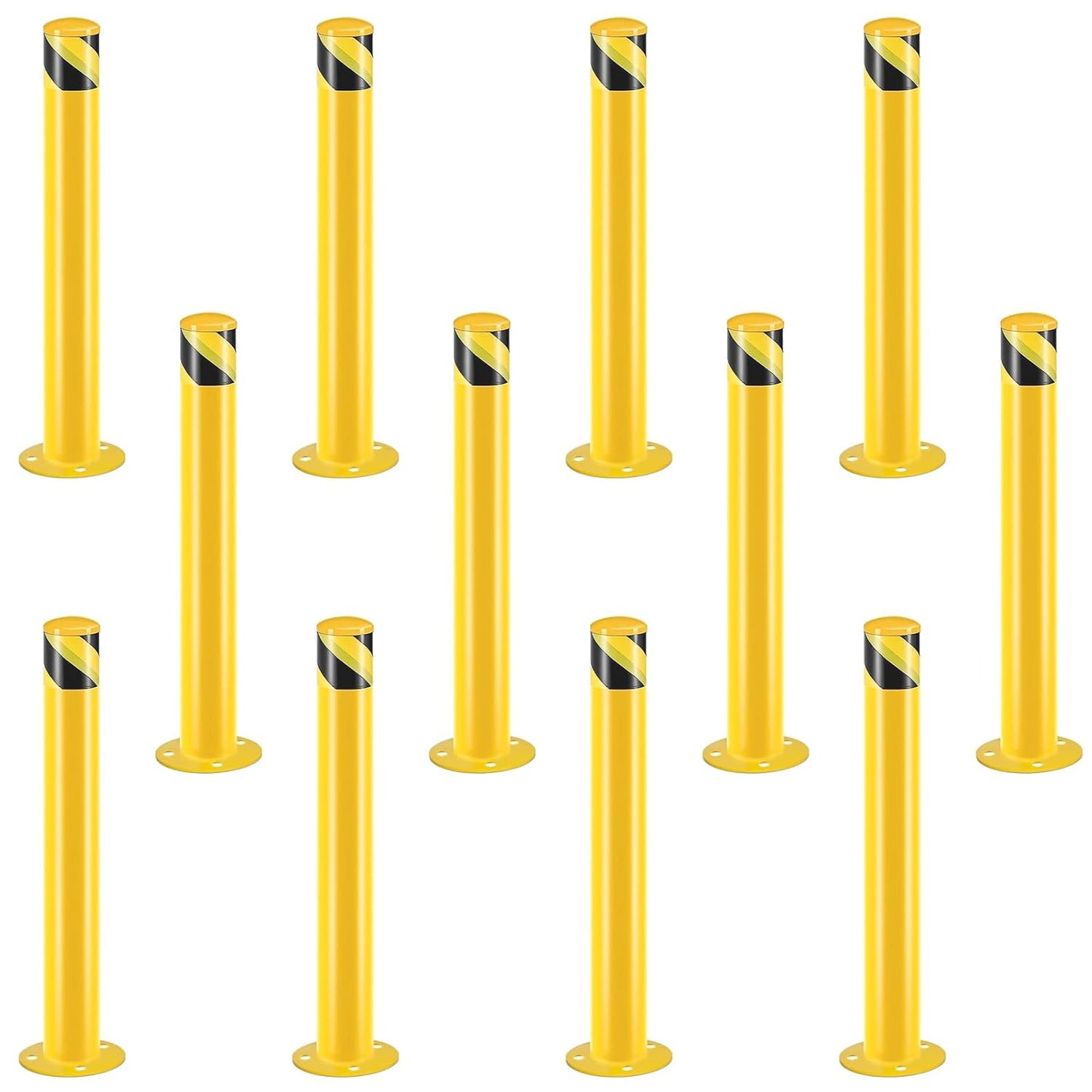 Safety Bollard Post, Steel Bollards,Parking Bollard, Yellow Powder Coated Safety Parking Barrier Post, for Traffic Sensitive Areas (12, 42"H*3"D)