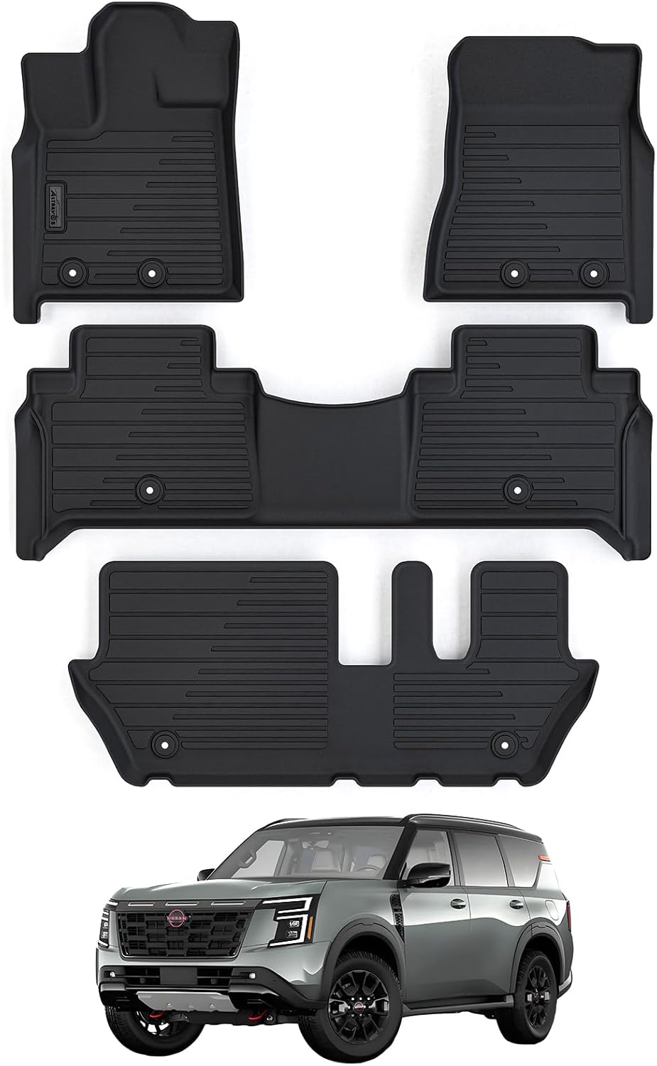 Floor Mat for Nissan Armada Infiniti QX80 2025 (Only for 8 Seats) TPE All Weather Protection Car Floor Liners Accessories