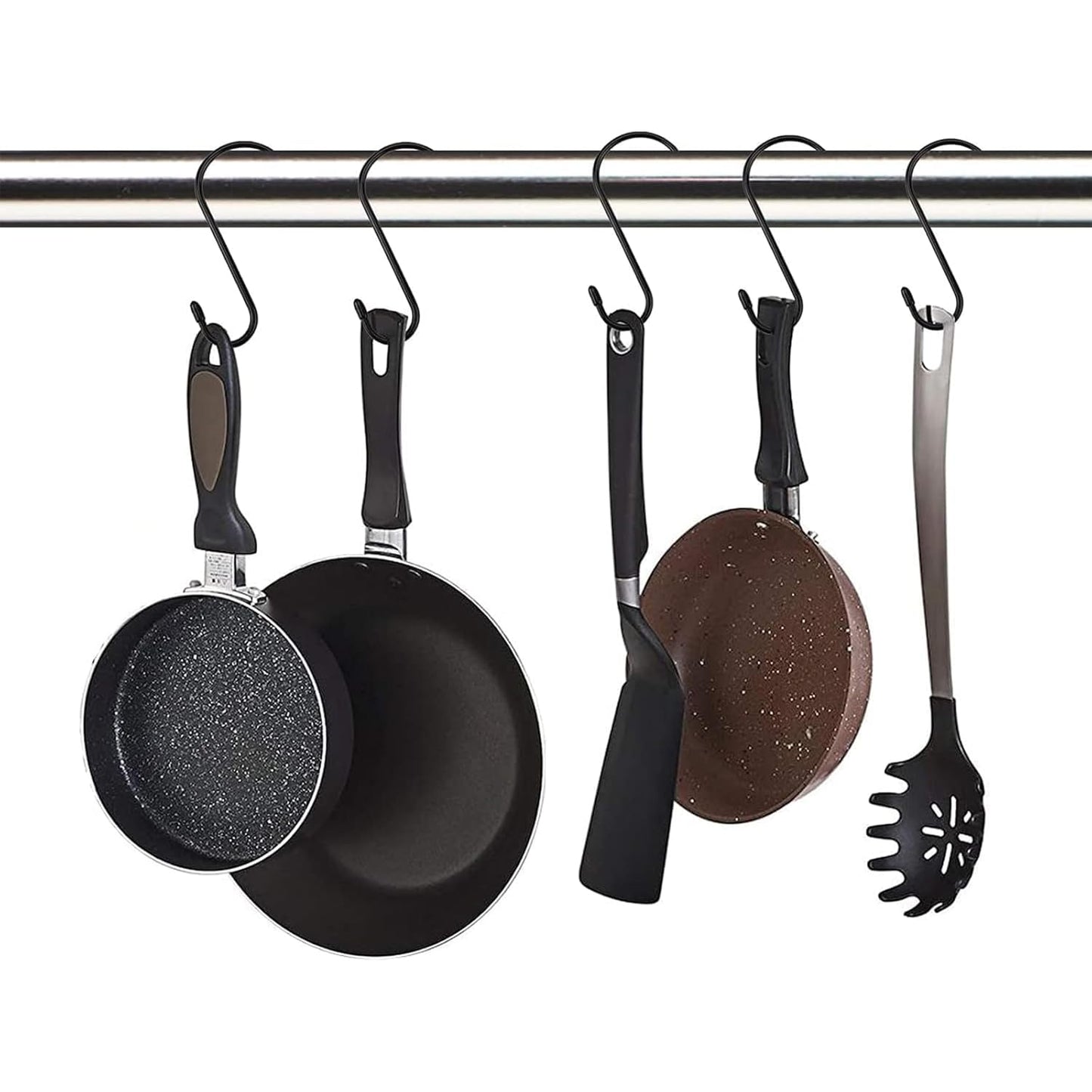 Nisoger 12 Pack 6 Inch Heavy Duty S Hooks, Large S Hooks for Hanging Plants, Vinyl Coated S Hooks Sturdy Non Slip Black S Hooks for Hanging Closet,Bird Feeders,Kitchen,Large Object,Garden Tools