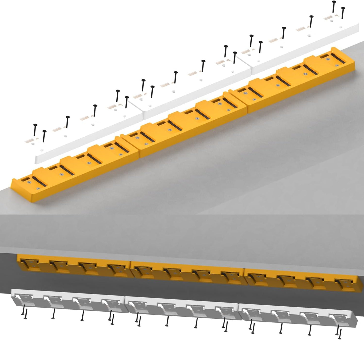 Battery Rack Compatible with DeWalt 20V Battery Holder, Mount 4 Slot Bulk Battery Garage Tool, Tools for Dewallt 20v, Wall Display Hook Holder (Yellow-2pc)