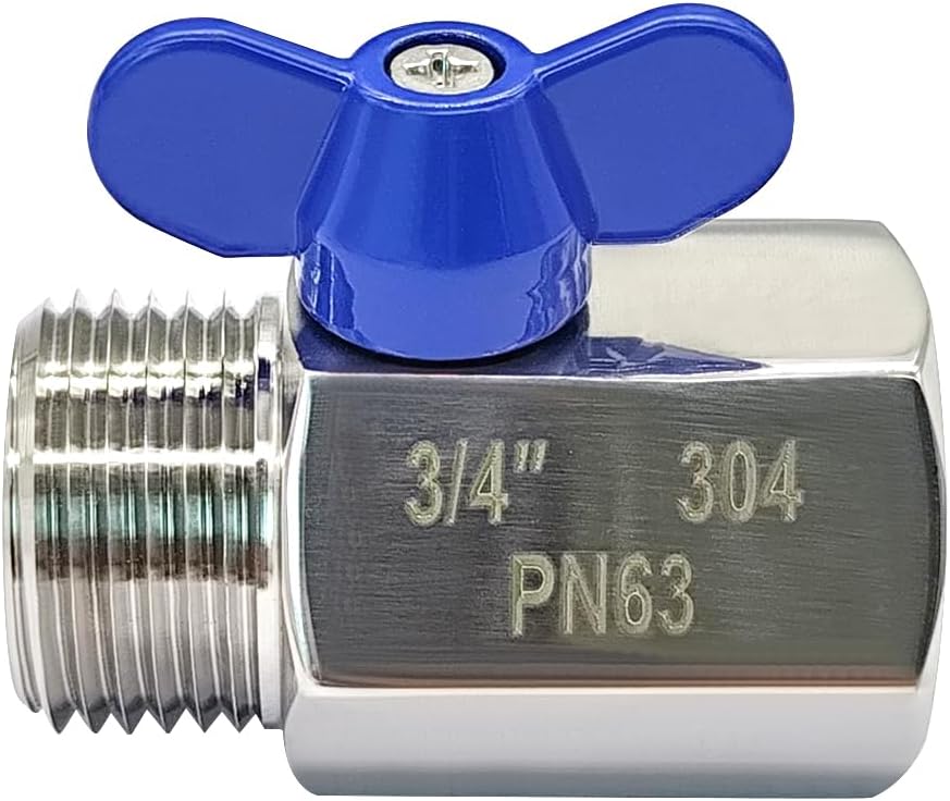 beduan Stainless Steel 3/4 Shut Off Valve GHT Threaded Garden Hose Heavy Duty Connector(Mini Butterfly Levers)