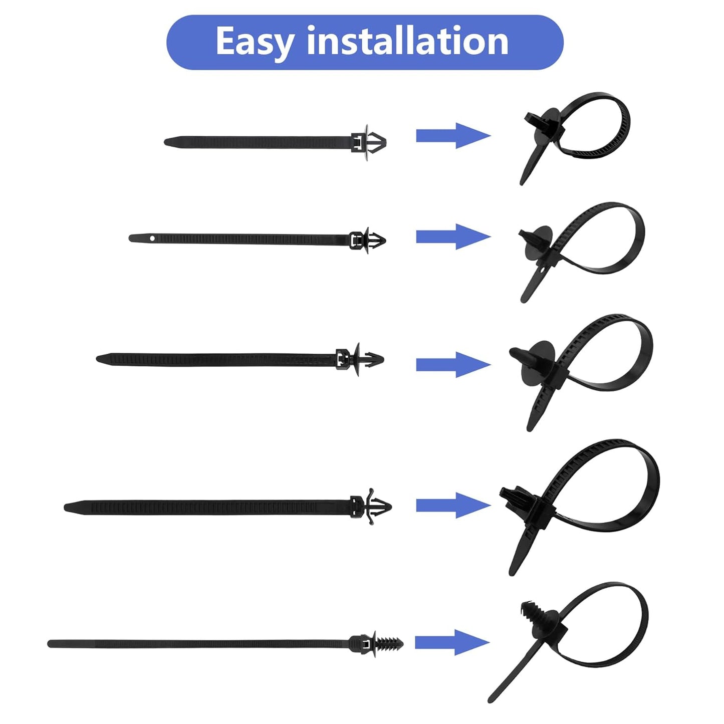 150pcs Wire Loom Clips Car Automotive Harness Routing Clips Assortment Kits - 10 Different Sizes Automotive Wire Routing Clips Replacement Auto Parts for Honda GM Mazda Jeep Wrangler Ford