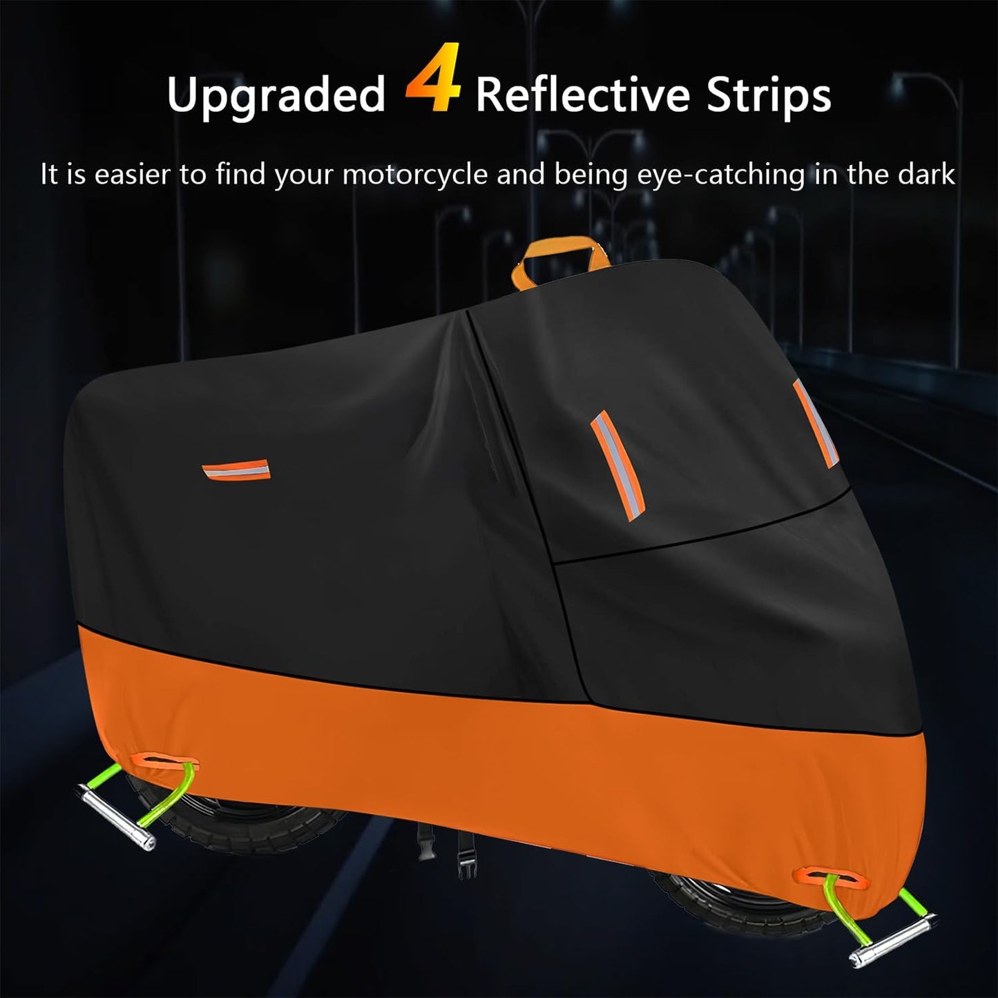 Powersports Vehicle Covers Black & Orange Waterproof Motorcycle Cover with Lock Holes 300D Oxford Heavy Duty Vespa impermeable para Moto Scooter Cover 150cc Waterproof (XL: 82" x 37" x 50")