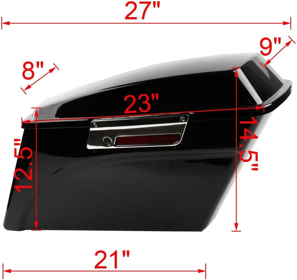 XFMT Gloss Black Hard Saddle bags Trunk w/Lid Latch & Key+Saddlebag Conversion Brackets Mounts For Harley Davidson Softail 1994-2013