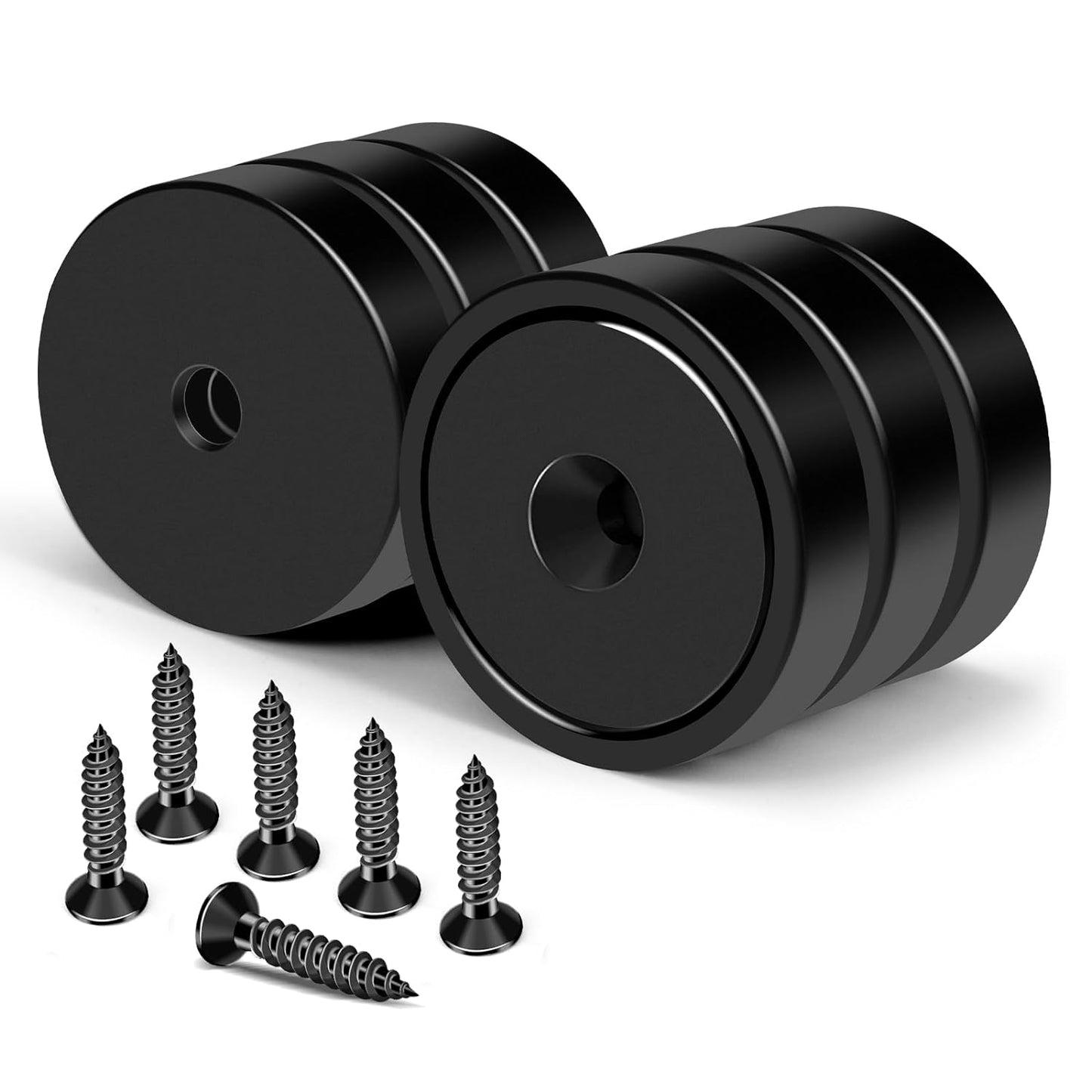 MIKEDE Strong Magnets with Holes, 100LB+ Strong Neodymium Magnets with Stainless Screws for Wall Mounting, Rare Earth Round Base Magnet, Earth Magnet for Tools, 1.26" D x 0.2" H - 6 Pack