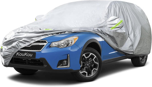 KouKou Oxford SUV Car Cover Waterproof All Weather for Automobiles with Zipper Door, Full Exterior Cover for Mazda CX-5, Subaru Forester, Crosstrek, Jeep Cherokee, Compass, etc.(up to 181 inch)