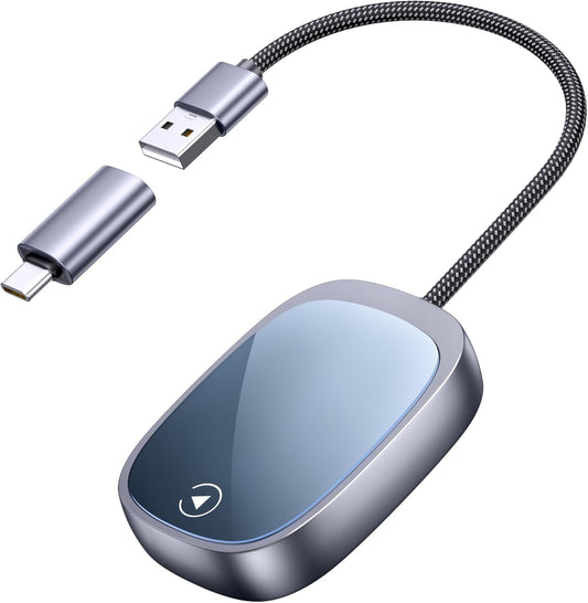 Wireless CarPlay/Android Auto Adapter 2 in 1 - Converts Wired Carplay & AndroidAuto to Wireless Plug and Play Car Play Wireless Adapter Compatible with iPhone 6+/iOS 10+ and Android 11+