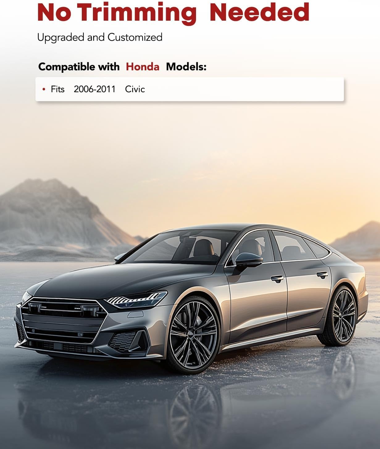 YHTAUTO Automotive All Weather Floor Mats Compatible with Honda Civic 2006-2011 Sedan, Car Mats Custom Fit TPE Floor Liners Front & Back Seat, Black, Set of 3