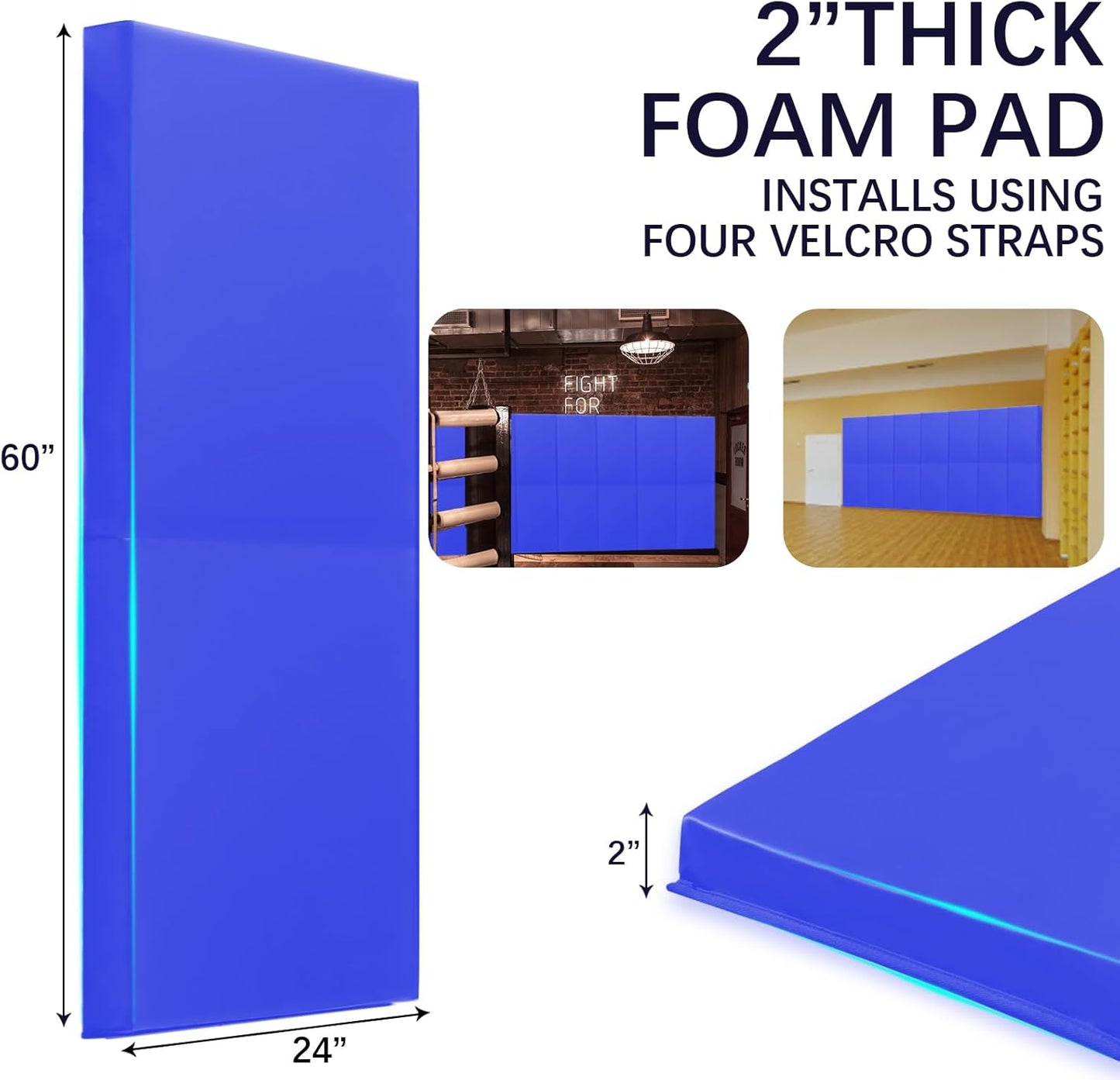 PROGOAL 60"/72" High Gym Wall Padding 2"/4" Thick Foam Basketball Court Wall Mount Protector for Garage Taekwondo Babyroom - Durable Waterproof Anti-Cushion