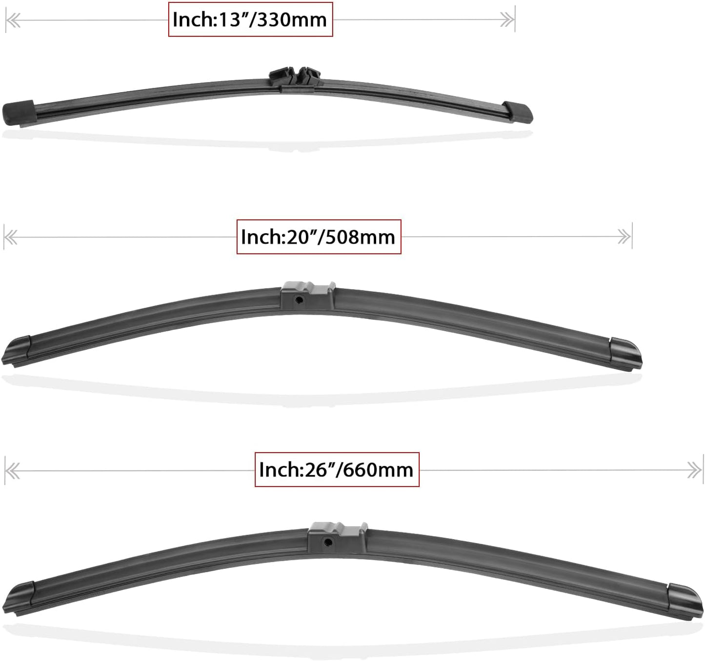 Windshield Wiper Blades Replacement for BMW X3 2011 2012 2013 2014 2015 2016 2017 Original Factory Quality Front Rear Wipers Blade Set for My Car - 26" 20" 13" (Pack of 3)