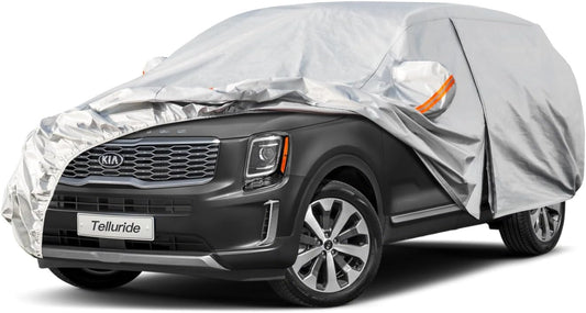 Kayme 6 Layers SUV Car Cover Custom Fit for Kia Telluride (2016-2025) Waterproof All Weather for Automobiles, Outdoor Full Cover Rain Sun UV Protection.Silver